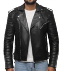 AaronBlackQuiltedLeatherJacket