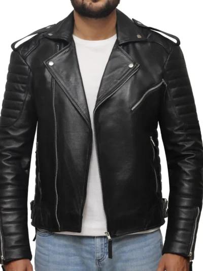 AaronBlackQuiltedLeatherJacket