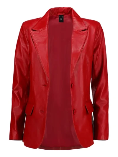 Esther Red Leather Blazer Jacket