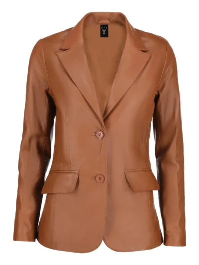 Esther Tan Brown Sheepskin Leather Blazer