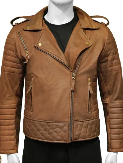 James Brown Padded Motorcycle Leather Jacket