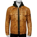 Mens Hooded Leather Jacket