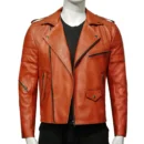 Philip Orange Motorcycle Leather Jacket