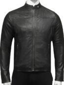 Joshua Slimfit Black Cafe Racer Leather Jacket